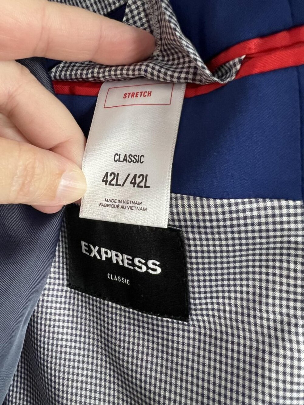 Express 42L Classic Fit men's suit jacket royal blue stretch cotton blazer long - Picture 5 of 7